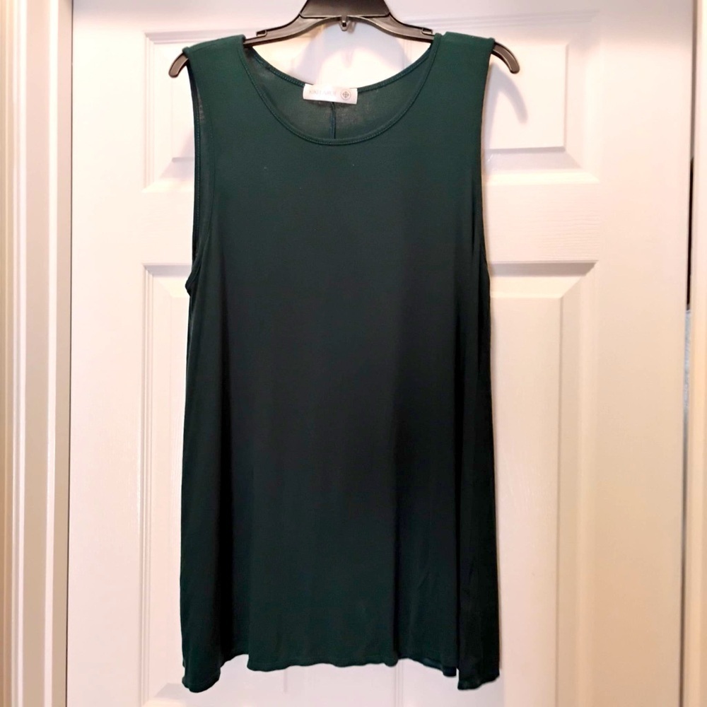 Forest Green Soft Stretch Sleeveless Tank Blouse Women’s 1X